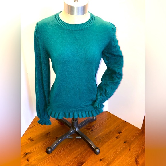 Grace Karin Teal Sweater with Cute Sleeve Detail - Picture 1 of 4